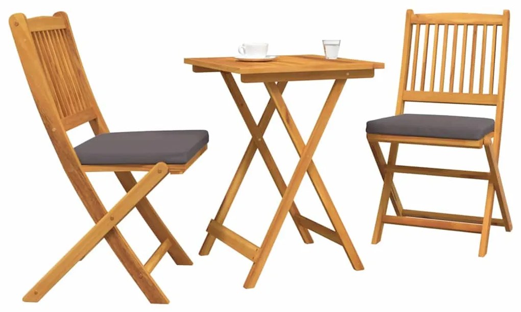 vidaXL Σετ Μπιστρό Κήπου 3 pcs Καφέ Στερεό Ξύλο Ακακίας
