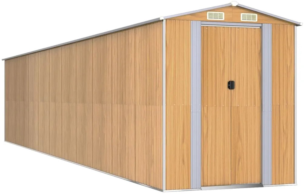 vidaXL Αποθήκη Κήπου Ανοιχτό καφέ 192x938x223 εκ. Γαλβανισμένο Ατσάλι