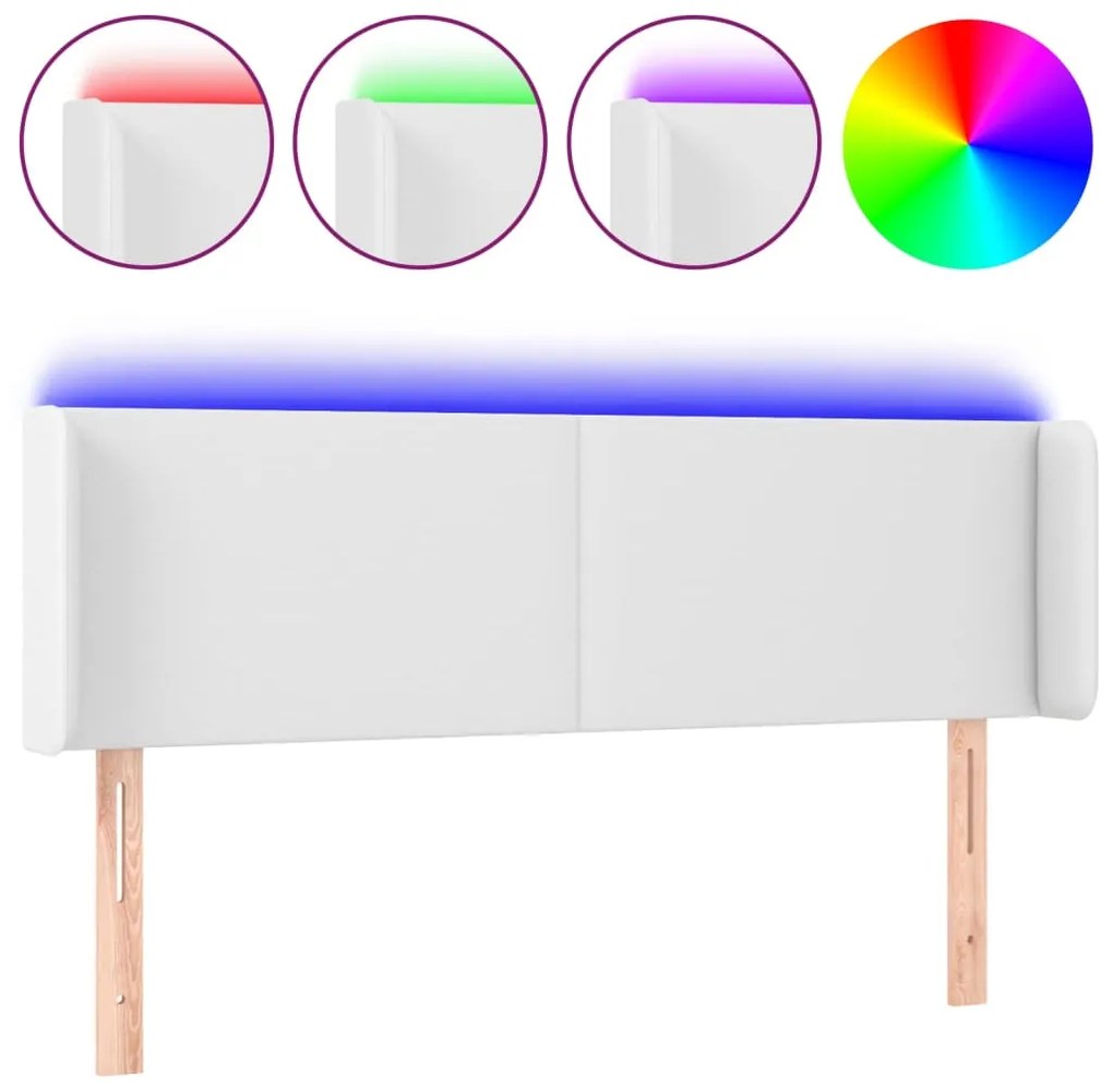 vidaXL Κεφαλάρι Κρεβατιού LED Λευκό 147x16x78/88 εκ. Συνθετ. Δέρμα