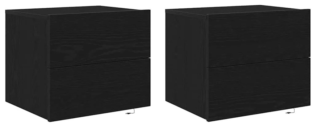 vidaXL Τοίχου κομοδίνο με συρτάρι 2 pcs Μαύρη δρυς 50 x 39 x 41 εκ.