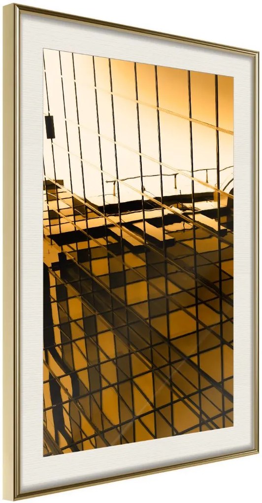 Αφίσα - Steel and Glass (Yellow) - 40x60 - Χρυσό - Με πασπαρτού