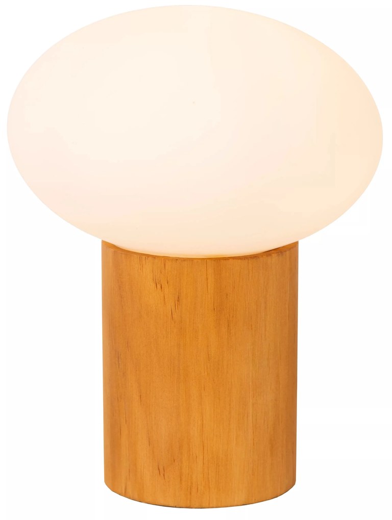 Φωτιστικό Επιτραπέζιο Lucide 05550-10-61 BIRTLE Λευκό (White)|Ξύλο Φυσικό χρώμα (Wood Natural Finish)