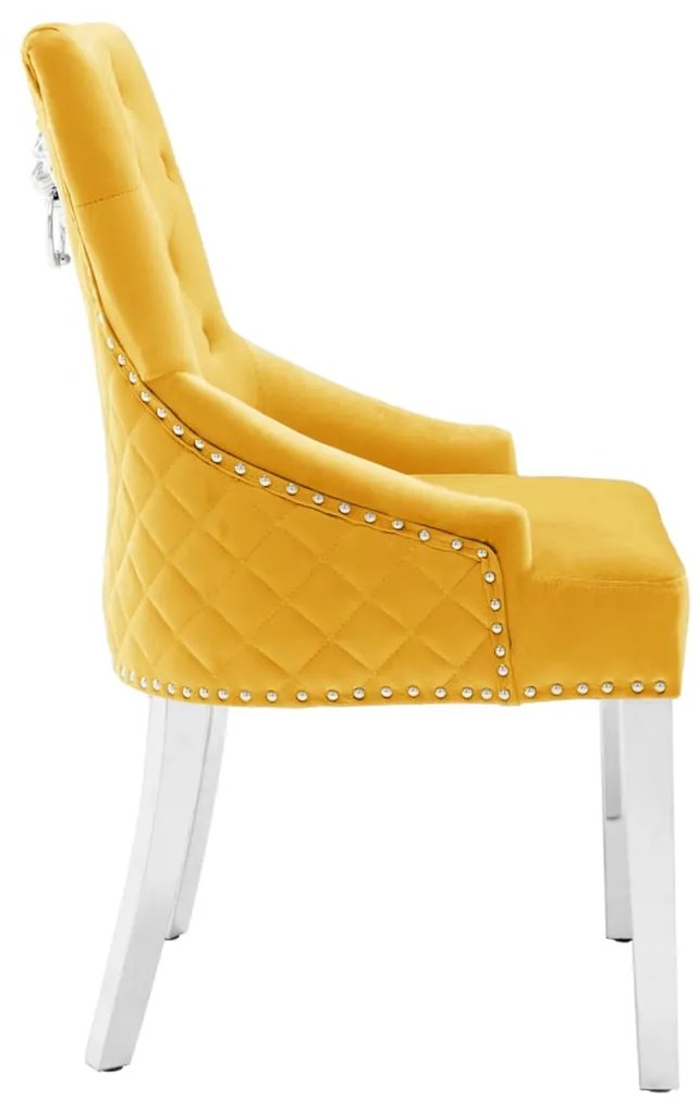 vidaXL Καρέκλες Τραπεζαρίας 2 τεμ. Κίτρινες Βελούδινες