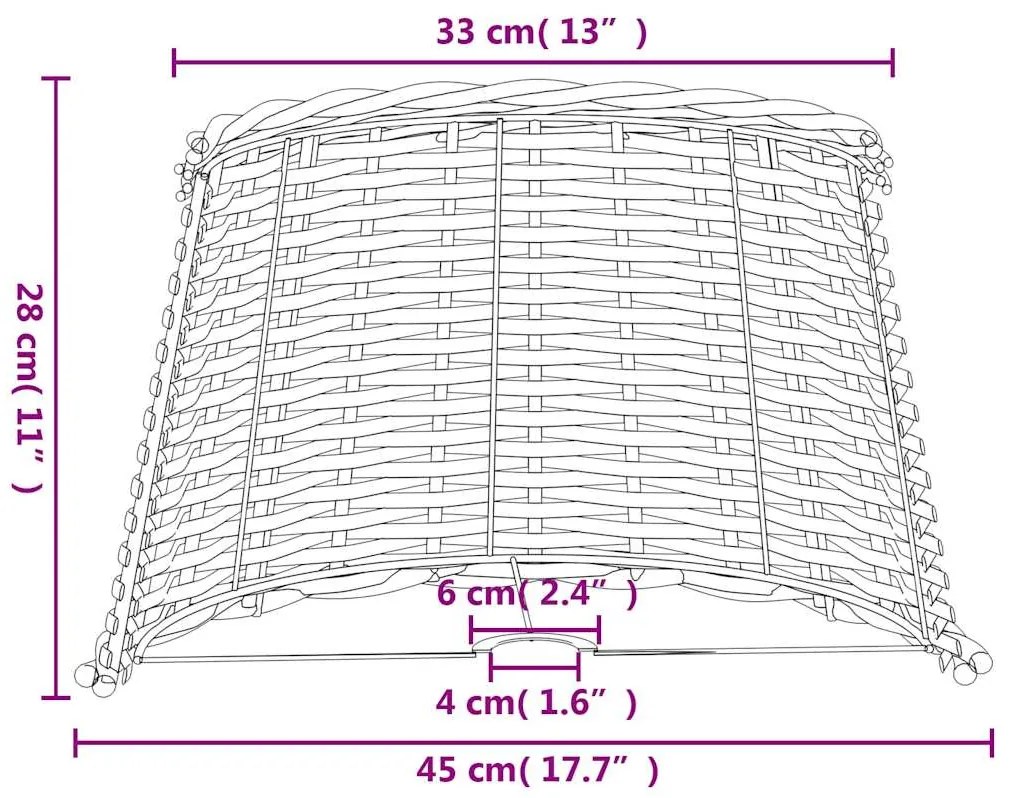 vidaXL Καπέλο Φωτιστικού Λευκό Ø45x28 εκ. από Wicker