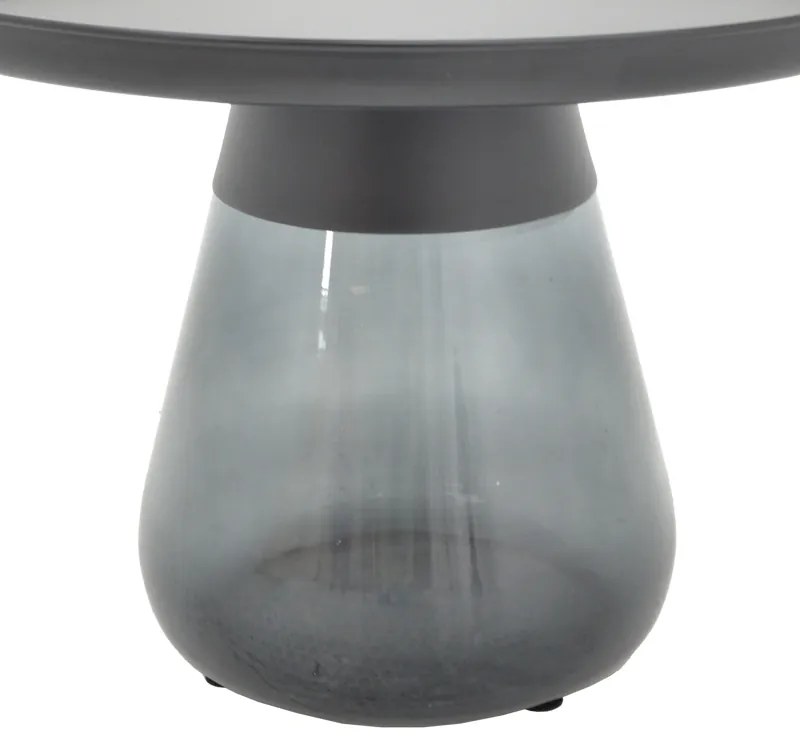 Βοηθητικό τραπέζι Kunlo Inart μαύρο μέταλλο-μαύρο γυαλί Φ60x42εκ