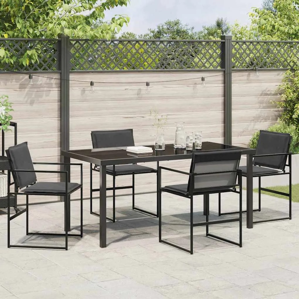 vidaXL Σέτ φαγητού για κήπο 5 pcs Μαύρο 160 x 80 x 73 εκ