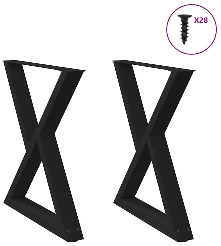 vidaXL Πόδια Τραπεζαρίας 2 τεμ. Μαύρο 80x(72-73,3) εκ. Ατσάλι