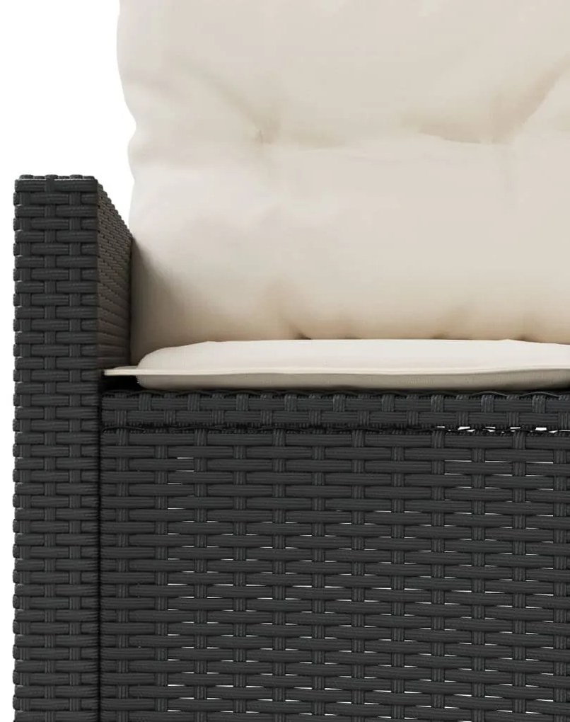 vidaXL Καναπές Κήπου Ημικυκλικός Μαύρος Συνθ. Ρατάν Τραπέζι/Μαξιλάρια