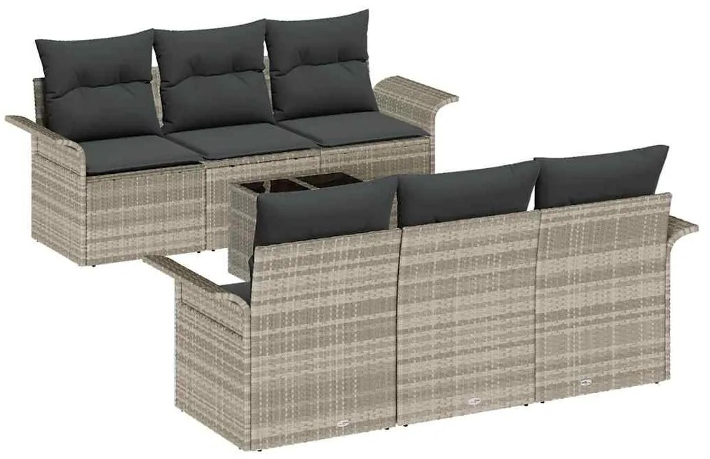vidaXL Σετ Καναπέ Κήπου 7 pcs Ανοιχτό γκρι Πολυ ράταν
