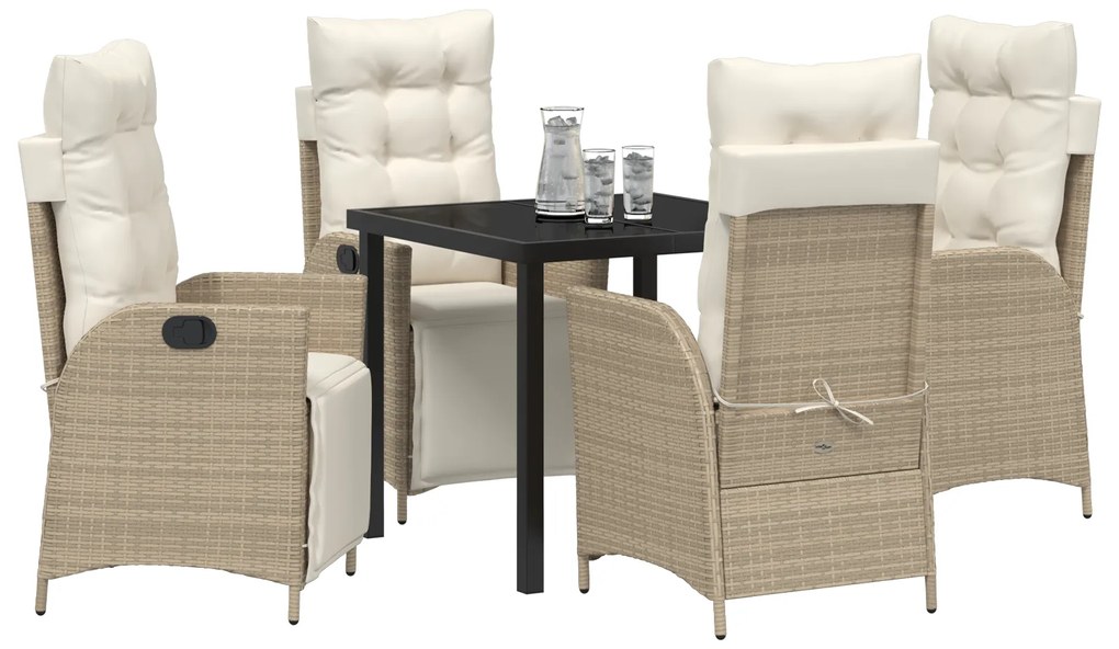 vidaXL Σετ 5 Τεμαχίων ΜDining του Κήπου Μπεζ Poly Rattan