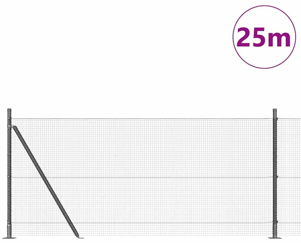 vidaXL Στύλος Περιφράξεων Γκρι 25 x 1 μ (16 x 16 mm δίχτυ) Ατσάλι
