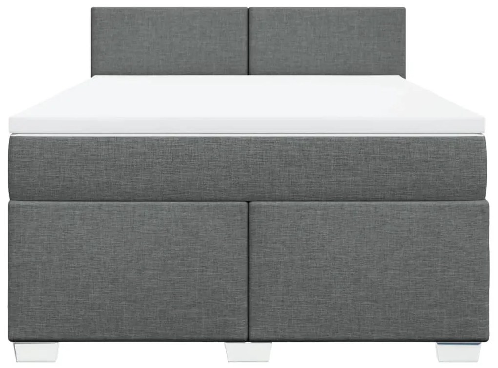 vidaXL Κρεβάτι Boxspring με Στρώμα Σκούρο Γκρι 140x200 εκ Υφασμάτινο