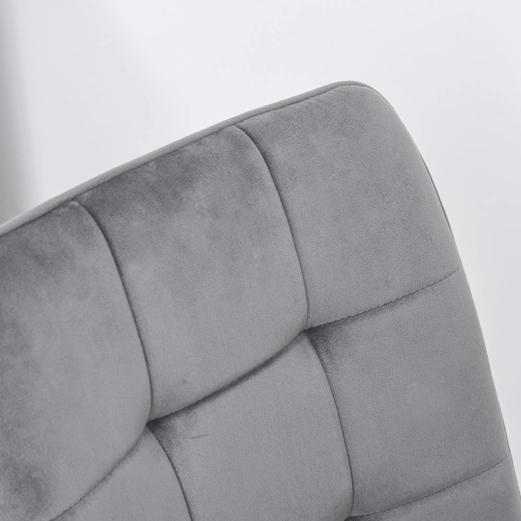 HOMCOM Σετ 2 καρεκλών τραπεζαρίας, επενδεδυμένη καρέκλα κουζίνας με όψη βελούδου, τραπέζι τραπεζαρίας βελούδο μέταλλο γκρι+μαύρο 45 x 63 x 90 cm