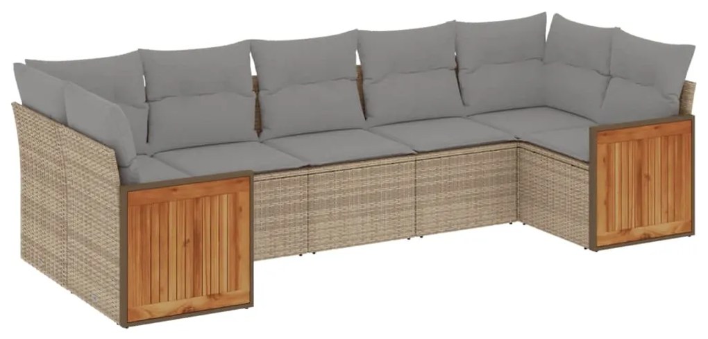 vidaXL Σαλόνι Κήπου Σετ 7 τεμ. Μπεζ Συνθετικό Ρατάν με Μαξιλάρια