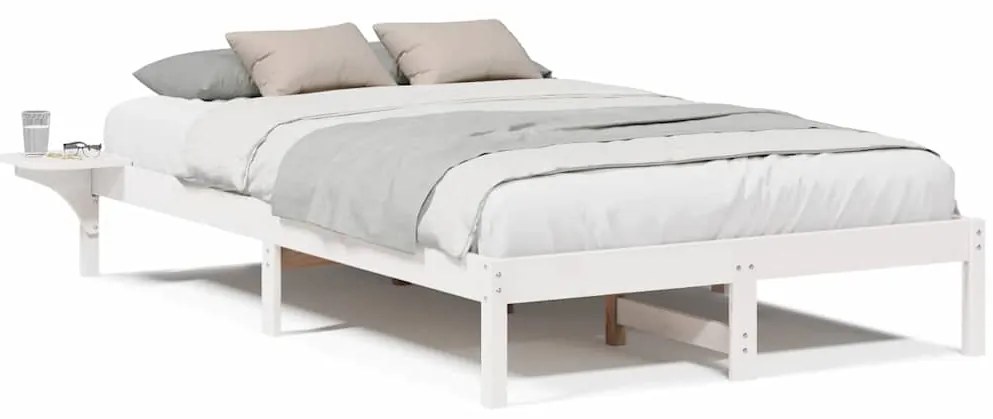 vidaXL Πλαίσιο κρεβατιού με κομοδίνα Λευκό 140 x 190 cm Λευκό