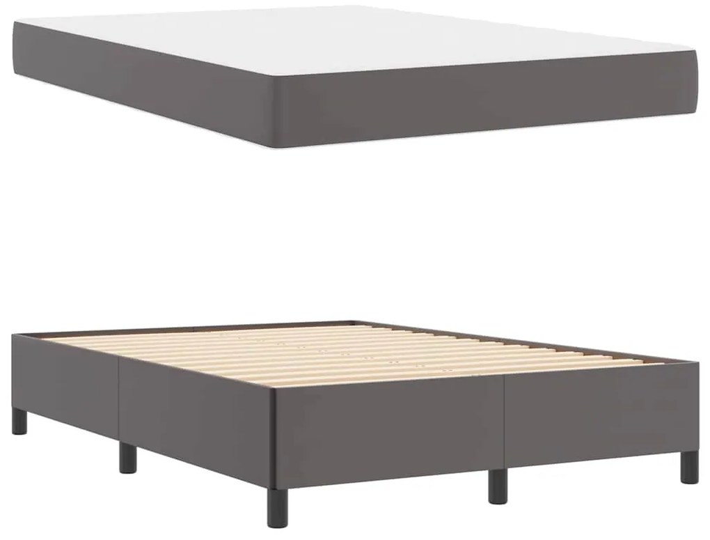 vidaXL Σκελετός κρεβατιού με στρώμα Γκρι 140 x 190 cm Τεχνητό δέρμα