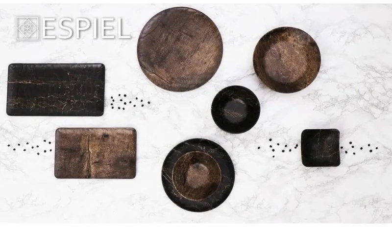 Ρηχό Πιάτο Φρούτου Μελαμίνης Black Wood Μαύρο 23x1,2