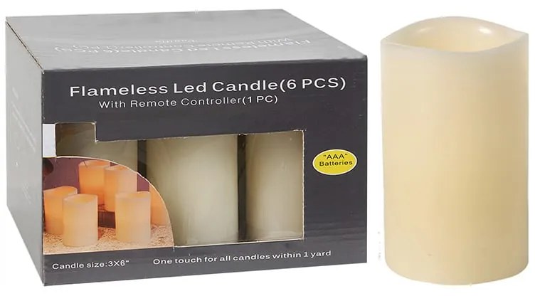 Artekko Strovlum Κερί Led Σετ/6 (8x8x15)cm Artekko 32974