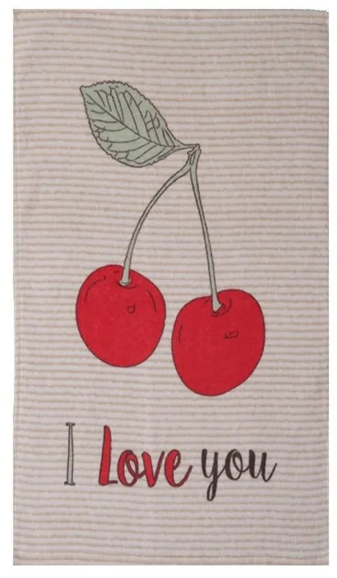 Ποτηρόπανο Βελουτέ Cherry Love Ecru Nef-Nef 40x60cm 100% Βαμβάκι