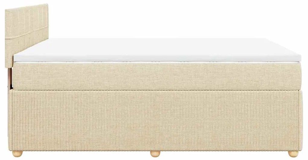 vidaXL Κρεβάτι Boxspring με Στρώμα Κρεμ 140x190 εκ. Υφασμάτινο