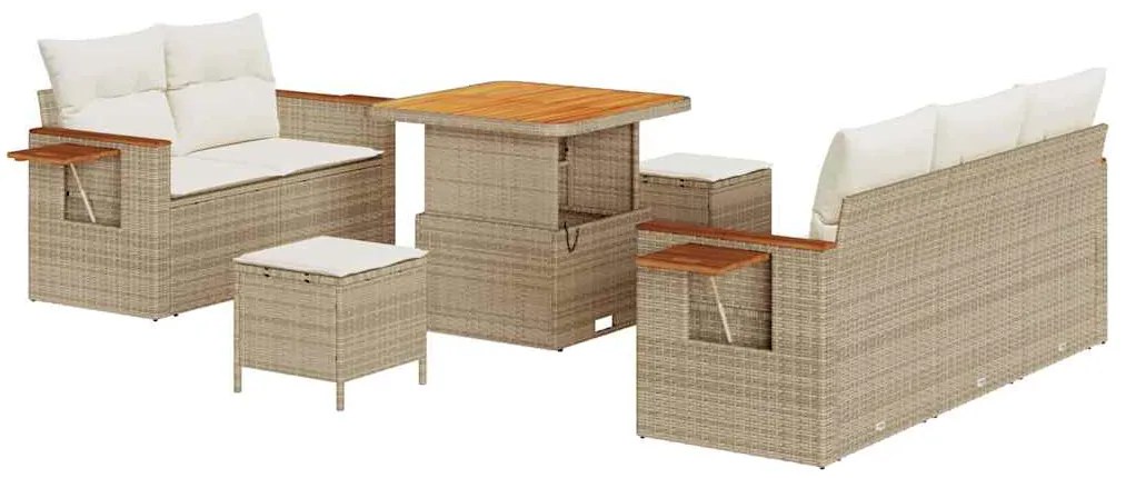 vidaXL Σετ Καναπέ Κήπου 10 pcs Μπεζ και Κρέμα συνθετικό ρατάν