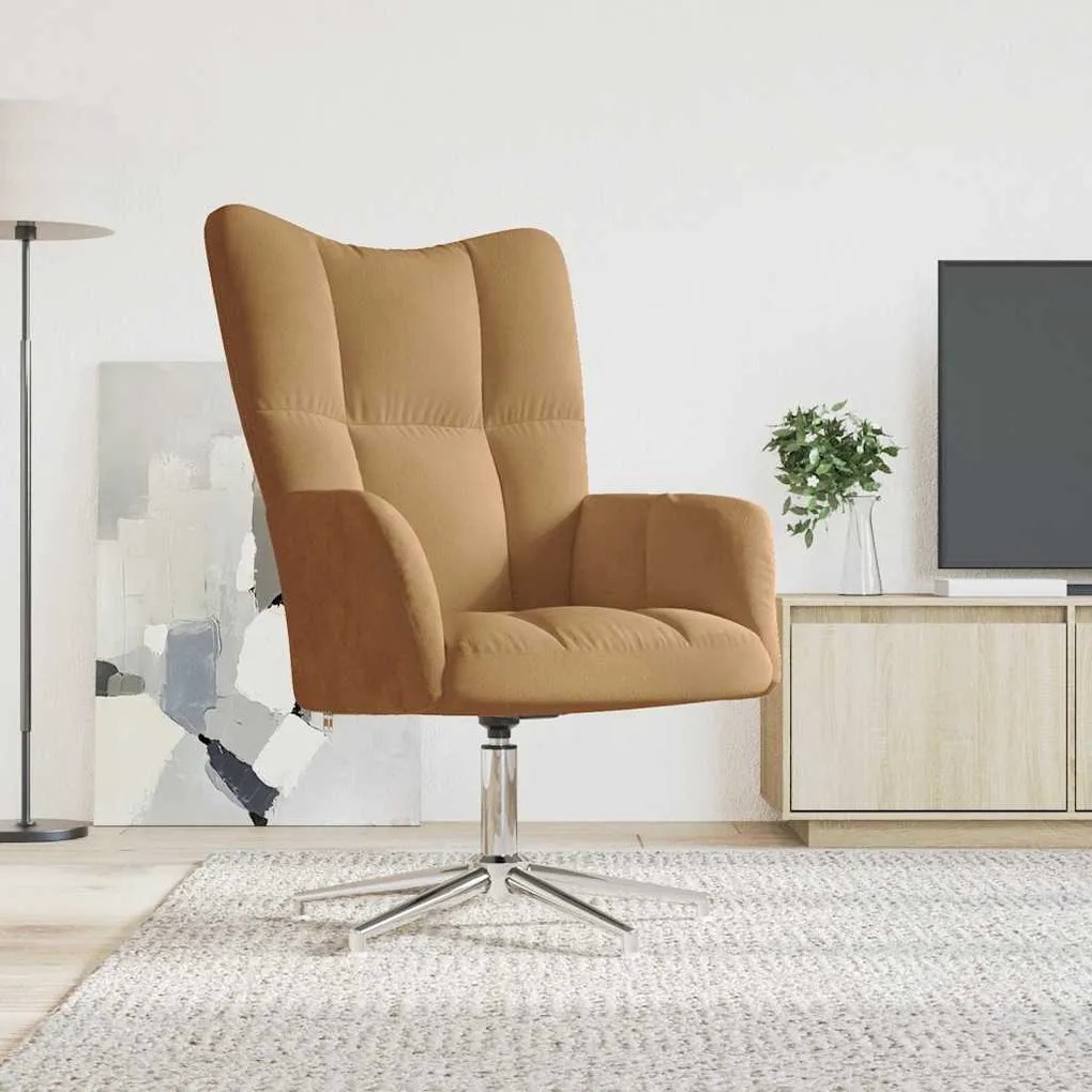 vidaXL Πολυθρόνα Relax Καφέ Βελούδινη