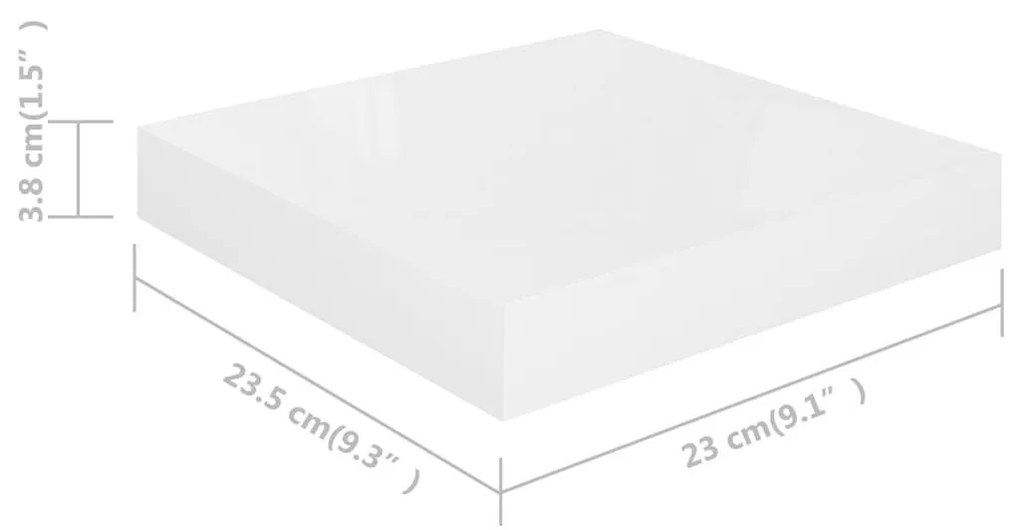 Ράφι Τοίχου Γυαλιστερό Γκρι 23x23,5x3,8 εκ. MDF - Λευκό