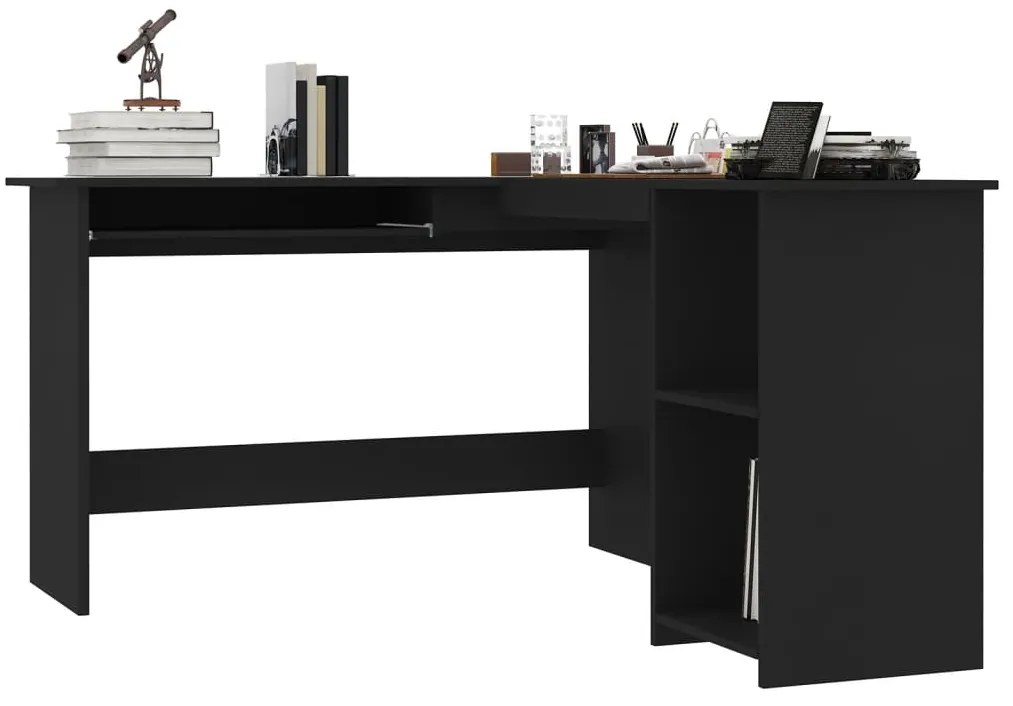 vidaXL Γραφείο Γωνιακό Μαύρο 120 x 140 x 75 εκ. από Επεξ. Ξύλο