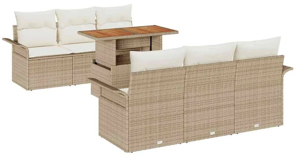 vidaXL Σετ Καναπέ Κήπου 7 pcs μπεζ και κρεμ 100 x 55 x 73 εκ