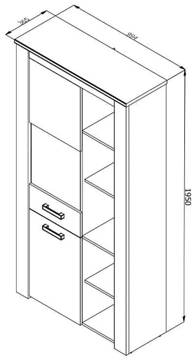 Βιτρίνα Kent POP V Γκρί Δρύς - Λευκός Δρύς 99x36x195 εκ. 99x36x195 εκ.