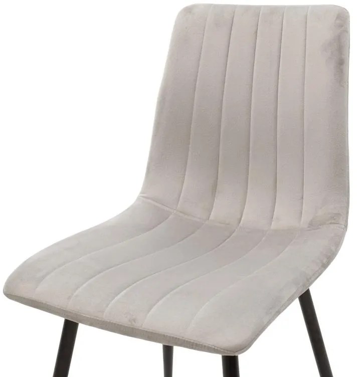 Καρέκλα Τραπεζαρίας Noor με Γκρί Βελούδο και Μαύρο Μεταλλικό πόδι 44x53x86εκ. 4αδα 44x53x86 εκ.