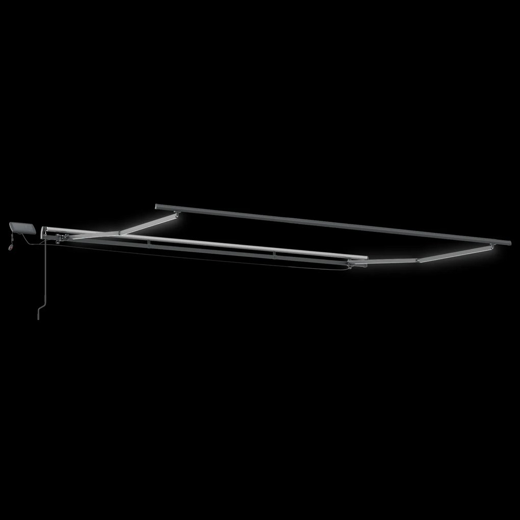 vidaXL Μηχανική ανασυρόμενη τέντα με LED κόκκινη και λευκή ρίγα 500x350 cm
