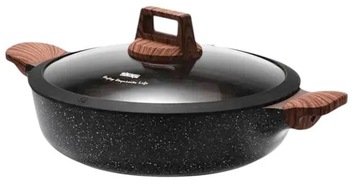 DSP - Ρηχή Κατσαρόλα Αντικολλητική με Καπάκι 2.7L Μαύρο