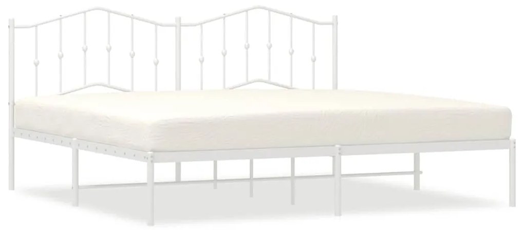vidaXL Πλαίσιο Κρεβατιού με Κεφαλάρι Λευκό 193 x 203 εκ. Μεταλλικό