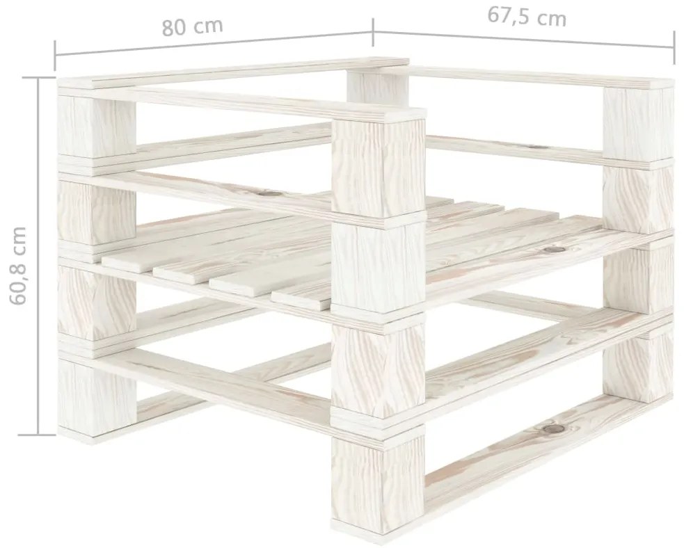 vidaXL Πολυθρόνα Κήπου από Παλέτες Λευκή Ξύλινη