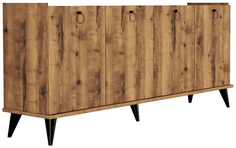 Μπουφές Lireta pakoworld μελαμίνης καρυδί-μαύρο 182x41x82.5εκ