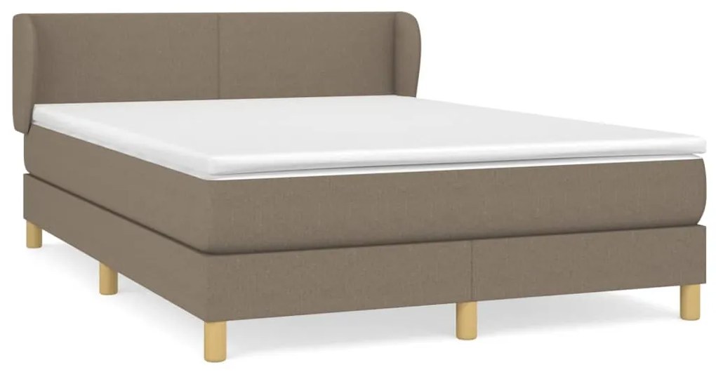 Κρεβάτι Boxspring με Στρώμα Taupe 140x200 εκ. Υφασμάτινο - Μπεζ-Γκρι