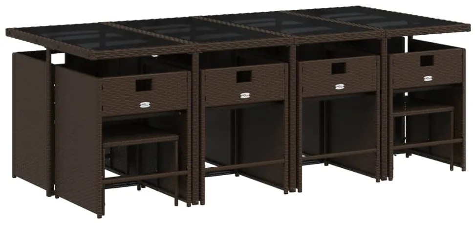 vidaXL Σετ Τραπεζαρίας Κήπου 13 τεμ. Καφέ από Συνθ. Ρατάν με Μαξιλάρια