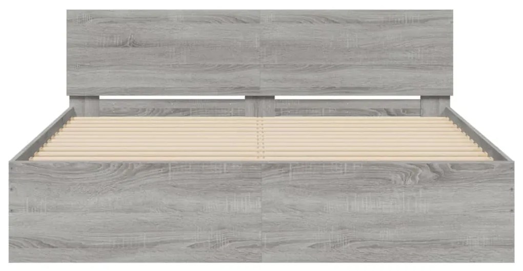 vidaXL Πλαίσιο Κρεβατιού με Κεφαλάρι Γκρι Sonoma 140x200 εκ.
