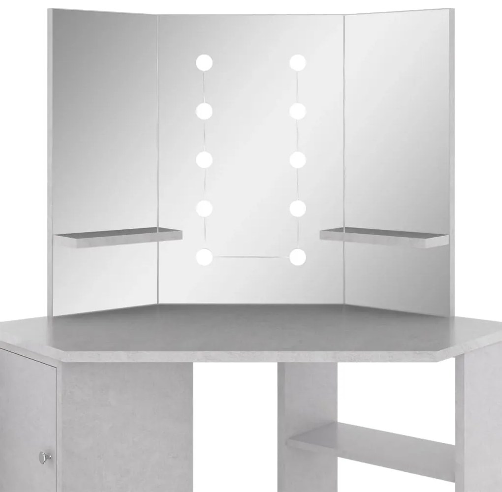 vidaXL Μπουντουάρ Γωνιακό με LED Γκρι Σκυροδ. 111 x 54 x 141,5 εκ.