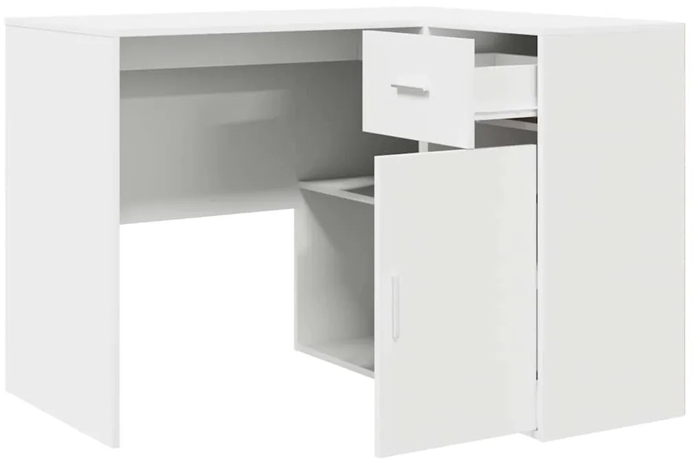 vidaXL Γωνιακό γραφείο Λευκό 102 x 50 x 75 εκ Επεξεργασμένο ξύλο