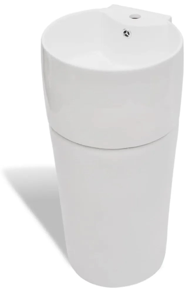 vidaXL Νιπτήρας Επιδαπέδιος Στρογγυλός με Οπή Βρύσης/Υπερχ. Λευκός Κεραμικός