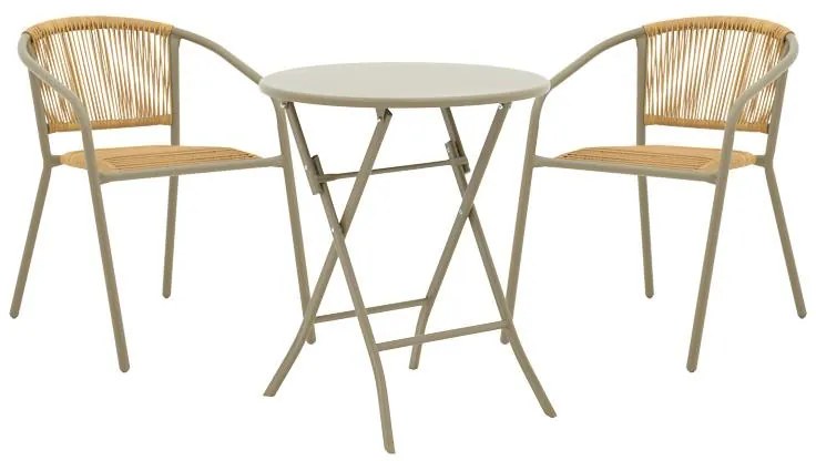 Σετ κήπου Τραπεζαρία Albero-Lindaria 3τεμ μέταλλο σε σαμπανιζε απόχρωση Φ60x70εκ 60x60x70 εκ.