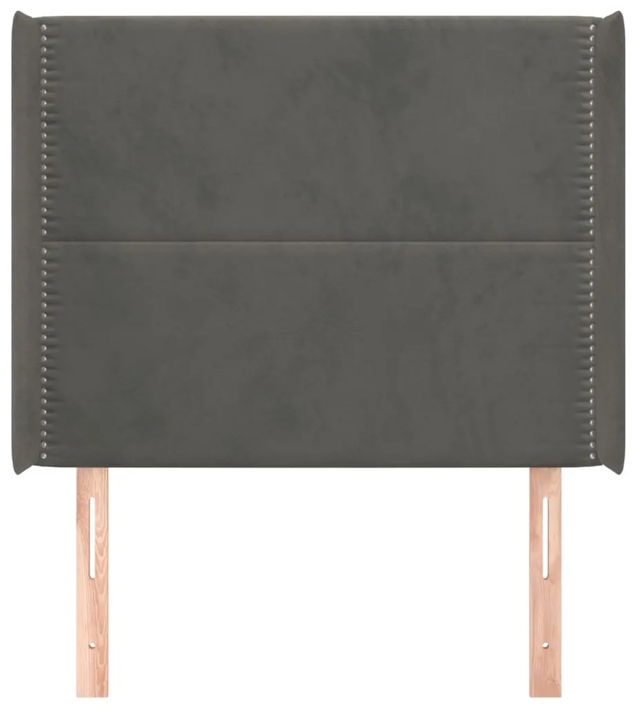 Κεφαλάρι με Πτερύγια Σκούρο Γκρι 83x16x118/128εκ.Βελούδινο 3119471