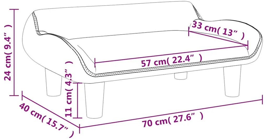 vidaXL Καναπές Παιδικός Καφέ 70x40x24 εκ. από Βελούδο