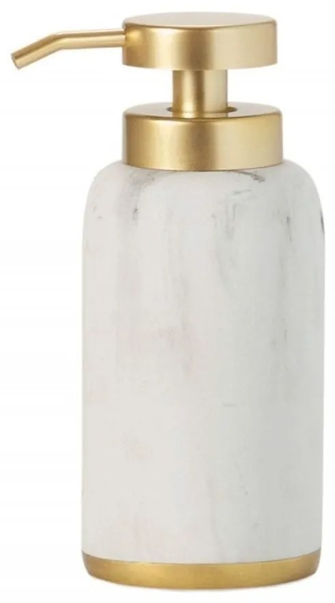 Δοχείο Κρεμοσάπουνου Classic Marble AH-BA72074 Φ7,5x17,5cm White-Gold Andrea House Polyresin