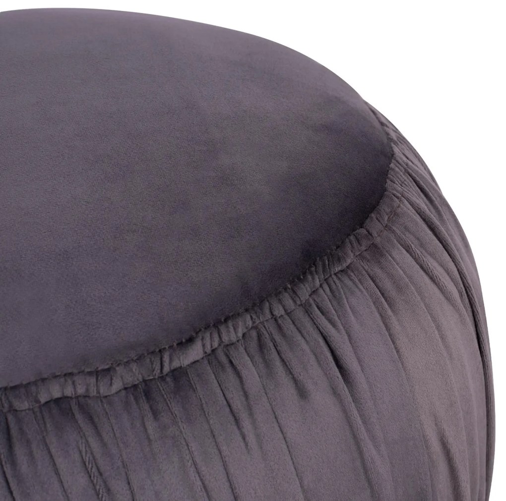 Σκαμπό DEREK με Ασημί βάση και Βελούδο Γκρί Φ45x40Υ εκ. 45x45x40 εκ.