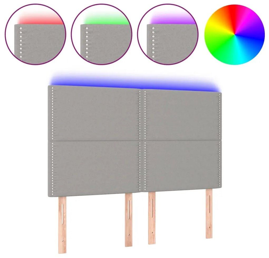 vidaXL Κεφαλάρι Κρεβατιού LED Ανοιχτό Γκρι 144x5x118/128 εκ.