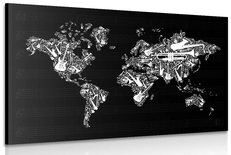Μουσικός εικονογραφημένος παγκόσμιος χάρτης - 60x40