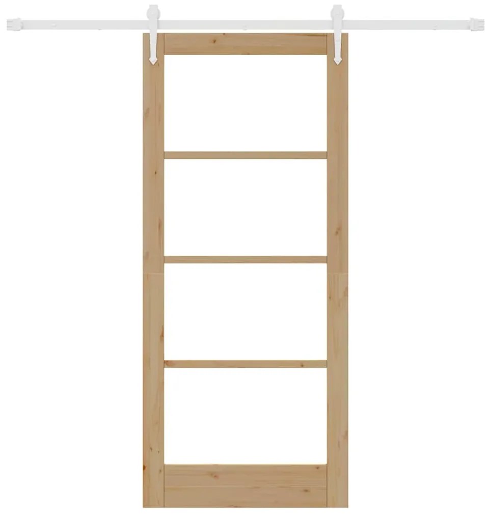 vidaXL Ολισθητή Πόρτα Χειροκίνητος Καφέ 86 x 198.5 cm Ξύλο και μέταλλο